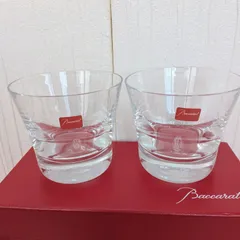 【正規品】Baccarat バカラ ロックグラス タンブラー ペア 赤箱付 フランス製 クリスタル 厚底 フラット 高島屋購入 ギフト
