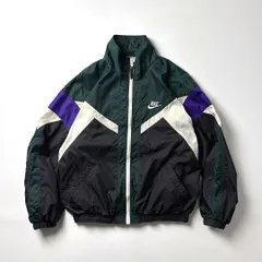 NIKE ナイキ ナイロンジャケット ウインドブレーカー L グリーン 緑 白タグ 90s スウッシュ ロゴ フルジップ シェルジャケット ライトアウター ビッグシルエット USA古着