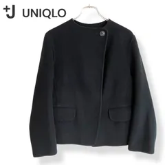 J  UNIQLO プラスジェイ ユニクロ ブラック レディース アウター ジャケット ノーカラージャケット シンプル ビジネス カジュアル 【Sサイズ】959KZ