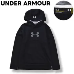 【美品】 アンダーアーマー UNDER ARMOUR ロゴ プリント パーカー フーディー トレーナー ジャージ スウェット 裏起毛 LG ブラック スポーツ ウェア タウンユース トレーニング メンズ