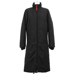 【美品】PRADA SPORT プラダ スポーツ ナイロンコート パデッド 中綿 ロゴ ジップアップ スタンドカラー フード内蔵 撥水性 ロング アウター レディース サイズ 42 ブラック レッド 黒 赤 ルーマニア製
