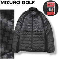ミズノ ゴルフ MIZUNO GOLF ブレスサーモ BREATH THERMO キルティング ウィンド ジャケット ジップアップ ラグランスリーブ L 千鳥格子柄 グレー x ブラック スポーツ ウェア メンズ