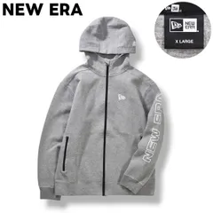 【定番】 ニューエラ NEW ERA ロゴ プリント ジップ パーカー フーディー スウェット トレーナー ルーズ ビッグシルエット オーバーサイズ XL グレー ストリート スポーツ カジュアル メンズ