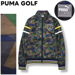 プーマ ゴルフ PUMA GOLF ウィンド ジャケット ジップアップ ブルゾン ジャンパー ロゴ ワッペン 裏起毛 x メッシュ M 総柄 迷彩 マルチカラー スポーツ ウェア タウンユース レジャー レディース ♪