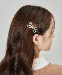ヘアクリップ2個組リボンワニクリップミニ