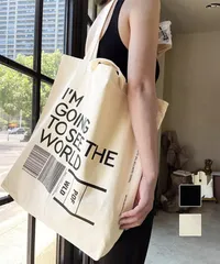 英字ロゴトートバッグa4縦型バッグ帆布鞄