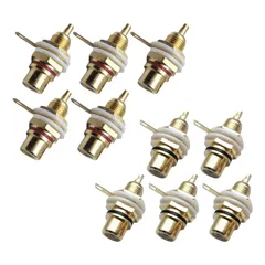 コネクタ 自作 オーディオ メス 真空管 金メッキ アンプ ステレオ 端子 ホーン ピン ソケット シャーシ ジャック 赤 RCA 黒 10個セット karim (10個セット)