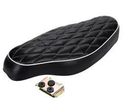 カスタム バイク シート スーパーカブ HONDA C50 C70 C90 用 リトルカブ シート ダブルシート ホンダ 汎用 社外品 (ブラック02（ライン色ホワイト）)