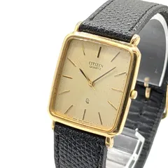CITIZEN 2830-263600  Watch Quartz Men's Gold dial Square Tank Y2K 00S Vintage シチズン 時計 クオーツ メンズ スクエア ゴールド文字盤 タンク ヴィンテージ 稼働品