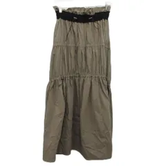 ランバンオンブルー LANVIN en Bleu 美品 スカート ロング フリル ウエストゴム カーキ 38 約M ■YHS2