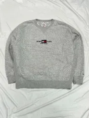 (L) トミー ジーンズ 刺繍 ロゴ 起毛 スウェット グレー