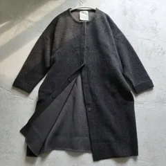 BEARDSLEY ニット コート ロング 24AW ノーカラー グレー ビアズリー