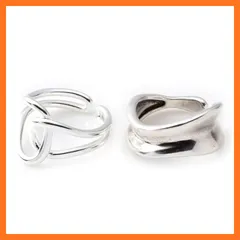 【新品】 アロハモニ ヴィンテージ リング 2点セット カーブリング & チェーンリング シルバー リング シルバー925 指輪 チェーン 鎖 フリーサイズ レディース 韓国 オルチャン 1