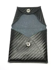 【新品・未使用品】本革黒カーボンレザー 　コインケース スナップボタン 小銭入れ　新品・未使用