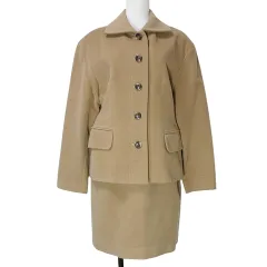 23区 オンワード樫山 セットアップ ウール ジャケット スカート ひざ丈 タイト 40 L相当 茶 ブラウン X