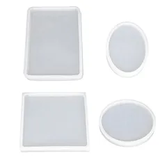 LOYELEY レジン型 シリコンモールド 正方形 長方形 丸 楕円 4個セット ネックレス アクセサリー パーツ 作成 道具 抜き型 エポキシ樹脂 UVレジン 樹脂粘土 1