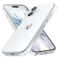 NIMASO iPhone 17 用 ケース クリア 背面 強化ガラス 9H硬度 米軍MIL規格 SGS認証 耐衝撃 傷つけ防止 透明 薄型 バンパー 黄変防止 ワイヤレス充電対応 ストラップホール付き アイフォン17 対応 （6.3 インチ） スマホケー 1