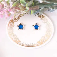 【特別価格】no.436　レジン　大人気　青色　星型　小ぶり　ピアス　イヤリング　ハンドメイド