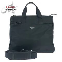 美品 PRADA プラダ テスート サフィアーノ ブラック 黒 シルバー金具 ナイロン/レザー  ビジネスバッグ ブリーフケース 2way メンズ 504450【中古】