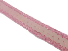 キラリ手芸部 NO.215_スパンコールブレード リボン（ピンク）幅1.2cm×長さ3ｍ巻き（手芸用） シークイン Sequin