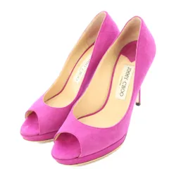 ジミーチュウ JIMMY CHOO パンプス オープントゥ アーモンドトゥ ハイヒール スエード ワンカラー プラットフォーム 36.5 ピンク /BB