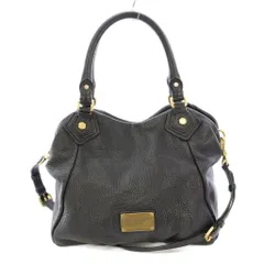 マークバイマークジェイコブス MARC by MARC JACOBS 2WAY ハンドバッグ ショルダーバッグ レザー ロゴ バイカラー 黒 ブラック ゴールドカラー /BB