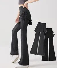 ヨガパンツ スカート付きセミフレアパンツ