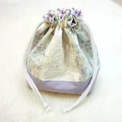 お弁当袋 コップ袋 巾着 ハンドメイド 女の子 小花柄 マーガレット