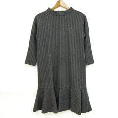 クミキョク ワンピース トップス 長袖 フレア ストライプ柄 日本製 レディース S2サイズ グレー 組曲 【中古】