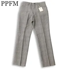 【新品 未使用】 PPFM ペイトンプレイス 通年 ウール100％★ グレンチェック スラックス パンツ Sz.M メンズ グレー 日本製のサムネイル