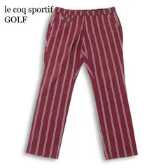 le coq sportif GOLF ルコック スポルティフ ゴルフ ロゴ刺繍★ ストライプ スラックス パンツ Sz.92 メンズ 大きいサイズ