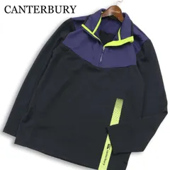 CANTERBURY カンタベリー ラグビー 秋冬 ロゴ★ 切替 長袖 裏起毛 ハーフジップ シャツ トレーナー Sz.M メンズ 黒のサムネイル