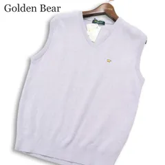 【新品 未使用】 Golden Bear ゴールデンベア 秋冬 ロゴ刺繍★ Vネック ニット ベスト Sz.M メンズ 日本製