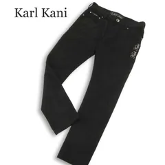 Karl Kani カールカナイ 秋冬 ロゴ刺繍★ 総柄 ストレッチ Fスウェード スキニー パンツ Sz.32　メンズ 黒