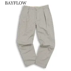 【美品 23SS】 BAYFLOW ベイフロー 通年 ストレッチ★ ガンクラブ チェック テーパード スラックス パンツ Sz.3 メンズ