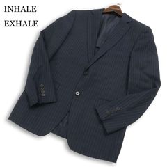 美品 INHALE EXHALE インヘイルエクスヘイル 春夏 背抜き PURO 伊製生地 ストライプ テーラード ジャケット Sz.175A メンズ