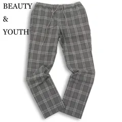 BEAUTY&YOUTH ユナイテッドアローズ ウール混★ストレッチ イージー チェック テーパード パンツ Sz.M メンズ グレー 日本製
