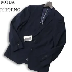 【新品 未使用】 MODA RITORNO モダリトルノ 通年 背抜き ストレッチ ストライプ テーラード ジャケット Sz.94A6 メンズ 紺