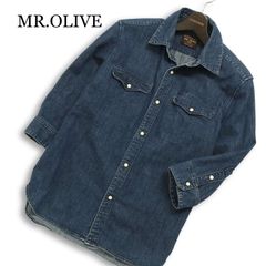 MR.OLIVE ミスターオリーブ 春夏 USED加工★ 7分袖 デニム ウエスタン シャツ Sz.M メンズ 日本製