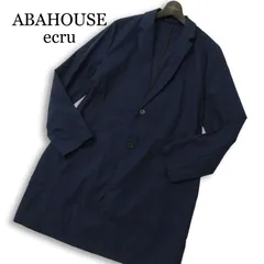 ABAHOUSE ecru アバハウス エクリュ 通年★ ピンストライプ チェスターコート スプリングコート  Sz.48 メンズ 紺