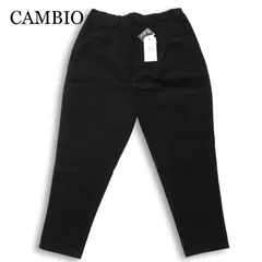 【新品 未使用】 CAMBIO カンビオ 通年 ストレッチ★ イージー テーパード パンツ Sz.M メンズ 黒 ブラック