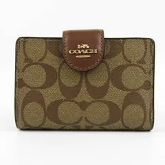 コーチ 二つ折り財布 シグネチャー 小銭入れあり ウォレット ブランド レディース ブラウン COACH 【中古】
