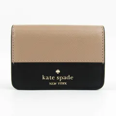 ケイトスペード カードケース バイカラー パスケース ブランド レディース ブラック×ベージュ Kate Spade 【中古】