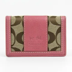 コーチ カードケース シグネチャー キャンバス/レザー パスケース ブランド レディース ピンクベージュ COACH 【中古】