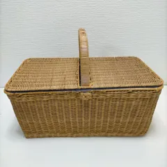 かごバスケット ラタン フタ付き 大きい ラタンバスケット 籐かご ワンハンドル  ピクニック かごバッグ　１枚フタ BIG　250514-6T