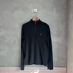 ポロラルフローレン コットン ハーフジップ スウェット ブラック