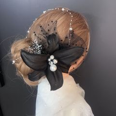 ha236 髪飾り 卒業式 成人式 袴 結婚式 着物 振袖　ゆり　ブラック