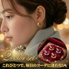 【2色セット】イヤリング 痛くない ピアス風 フープ ゴールド シルバー アレルギー対応 ニッケルフリー 専用ケース付 30日保証
