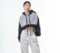 新品 CHERRY QUIRI ファー フードフーディー チャコール ファー 取り外し可能