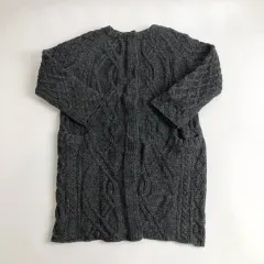 ケーブルニット ロング カーディガン グレー